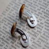 VINTAGE STERLING SILVER CUFFLINKS TIGER’S EYE GEMSTONE 60's 70's 7.32g