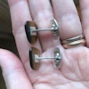 VINTAGE STERLING SILVER CUFFLINKS TIGER’S EYE GEMSTONE 60's 70's 7.32g