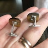 VINTAGE STERLING SILVER CUFFLINKS TIGER’S EYE GEMSTONE 60's 70's 7.32g