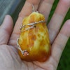 Natural amber pendant danish amber raw stone handpolished huge unique 39g