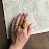 Vintage natural amber ring butterscotch danish design sterling silver 6g Sizable