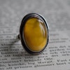 Vintage natural amber ring butterscotch Swedish design sterling silver 6g Size15 #6