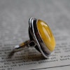 Vintage natural amber ring butterscotch Swedish design sterling silver 6g Size15 #6