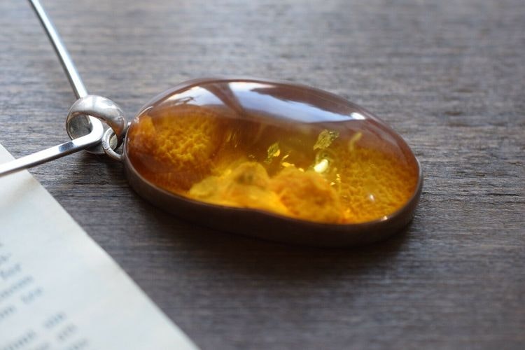 Natural amber pendant danish design EF House of Amber fascinating inclusion 37g