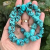 50's Vintage Chinese export to Sweden TURQUOISE necklace silver clasp BIG 84g