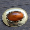 Antique Silver Brooch Gilded Silver with Natural Amber Art Nouveau／Art Deco 11g