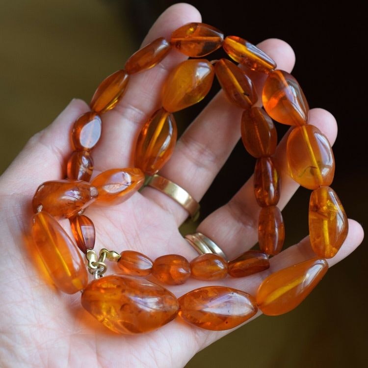 Natural Amber necklace baltic amber 1970s 50G 59CM