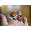 Natural Amber Antique Brooch Silver From 1920s Baltic Amber Art Nouveau 14.6g