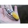 Natural amber pendant with silver baltic amber scandinavian design 38g