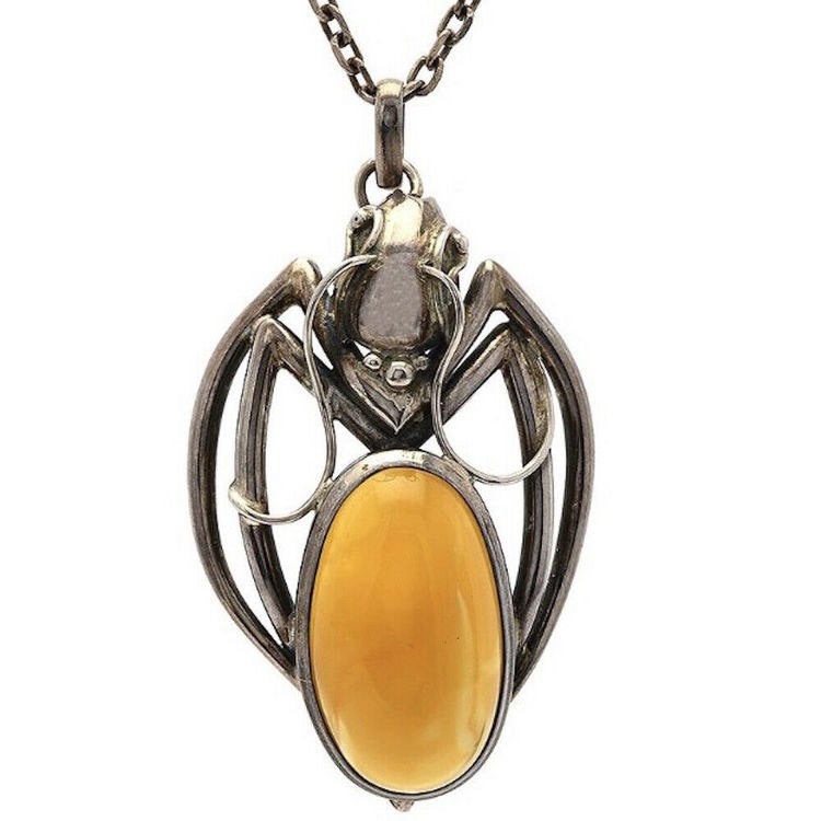 Natural amber pendant with silver baltic amber scandinavian design 38g