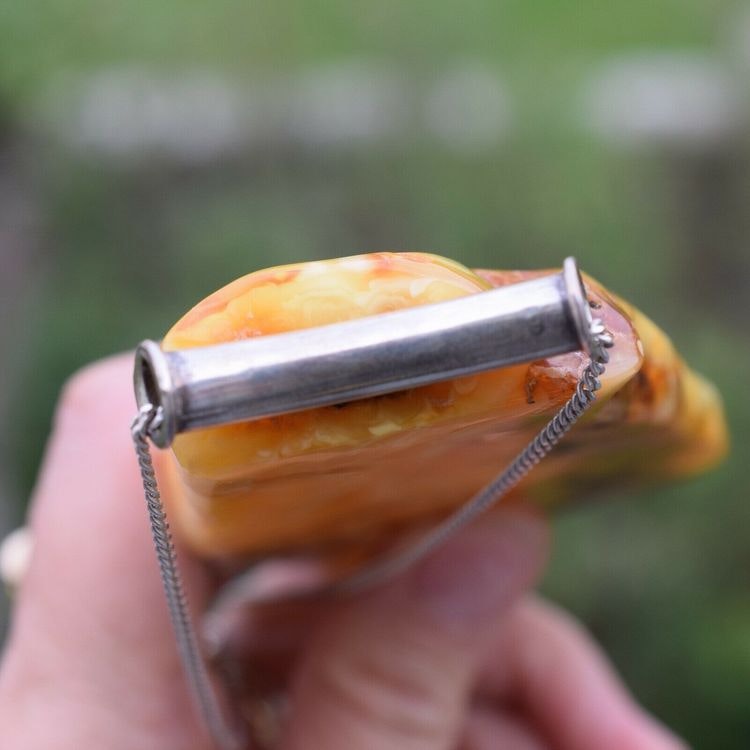 Natural amber pendant danish amber and design handpolished huge 68g