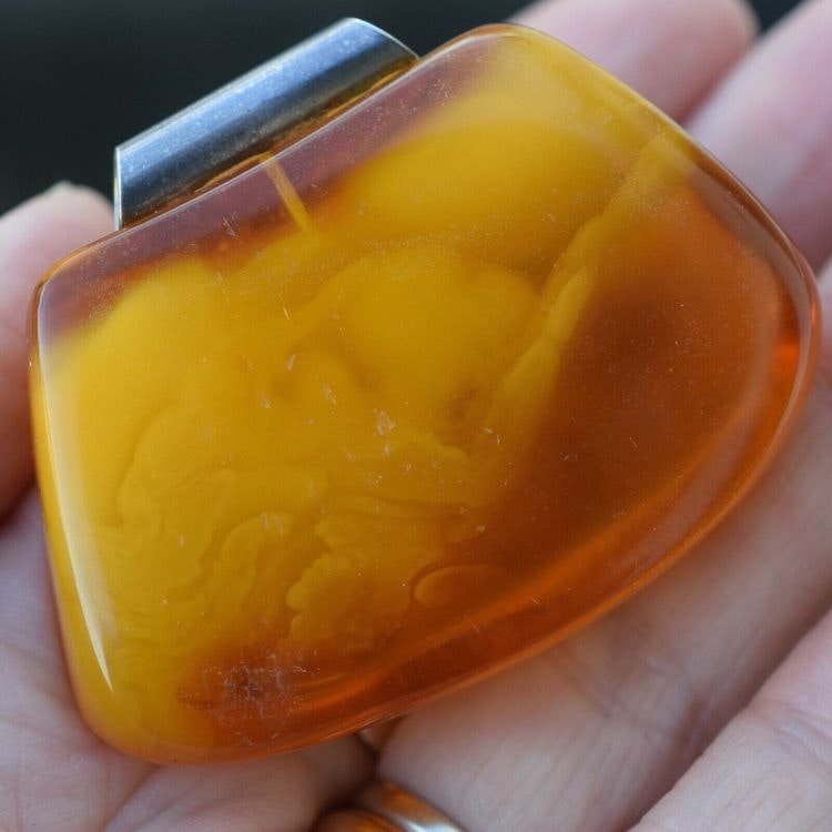 Natural amber pendant Danish amber hand polished 1980's 29g #3