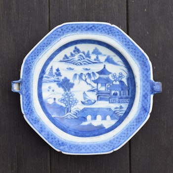 A Chinese Export Ware Blue & White Warming Plate Dish Qianlong #2