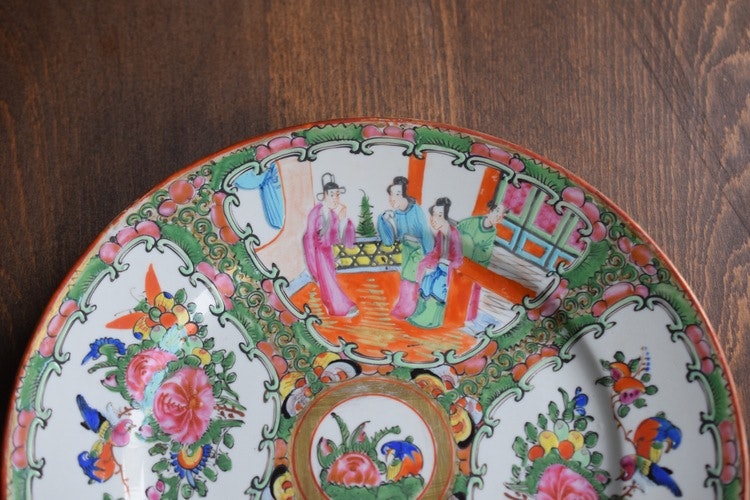 Antique Chinese Canton Rose Medallion famille rose dish Large ca 1900's #2