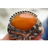Natural Amber Antique Brooch Silver From Denmark1930s Art Nouveau big 23g