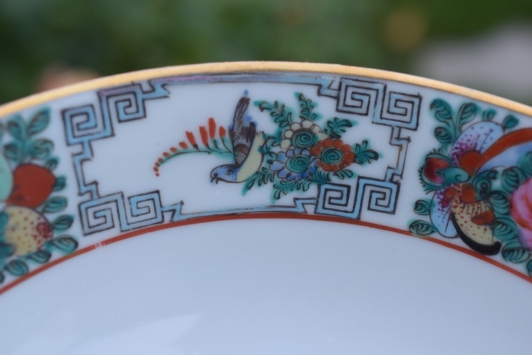 Antique Chinese Porcelain soup bowl canton famille rose medallion #1