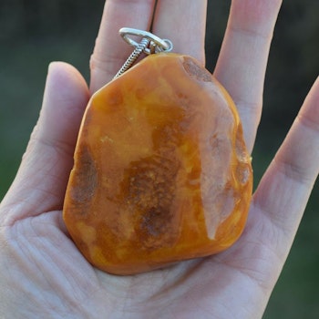 Natural Amber Pendant Baltic Amber Egg Yolk Butterscotch From Sweden huge 53g