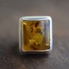 Natural amber ring/pendant Scandinavian Swedish design 925 silver 11g Size15