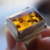 Natural amber ring/pendant Scandinavian Swedish design 925 silver 11g Size15
