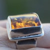 Natural amber ring/pendant Scandinavian Swedish design 925 silver 11g Size15