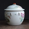 Large Antique famille rose lidded bowl with butterfly pattern Late Qing Dynasty