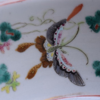 Antique Chinese famille rose porcelain basin handwash butterflies Tongzhi