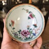 Antique Chinese teacup decorated in famille rose Early 18th C Yongzheng