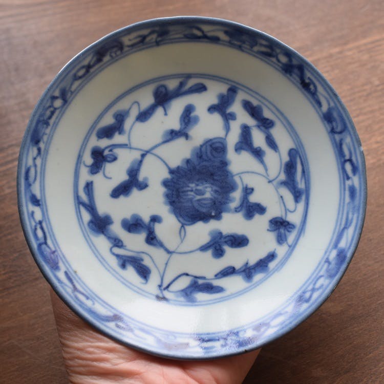 Antique Chinese blue and white small dish Jiaqing period #521
