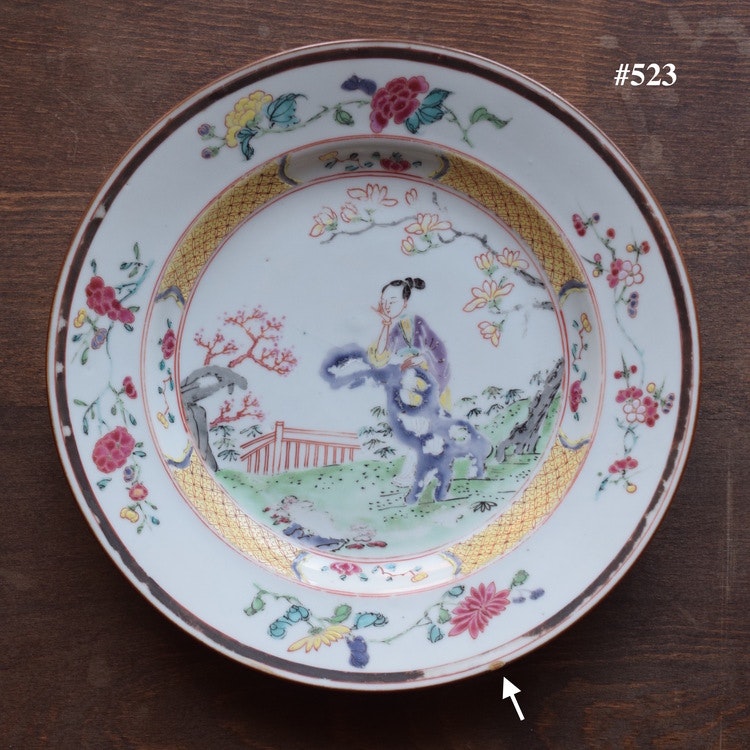A pair of Antique Chinese famille rose plates, period of Yongzheng #522 & #523