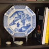 An Antique Chinese Blue & White octagonal plate with figure story Kangxi period