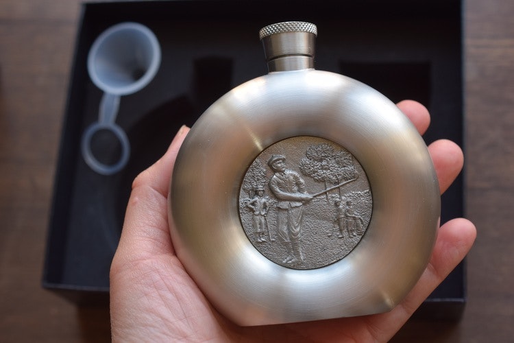 Vintage Swedish pewter pocket hip flask with cups 1970's 95% Pewter Zinn