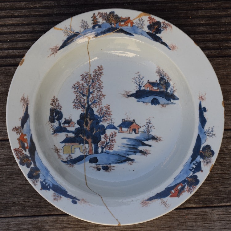 Large antique Chinese imari porcelain basin handwash early 18th Century - Free Shipping!