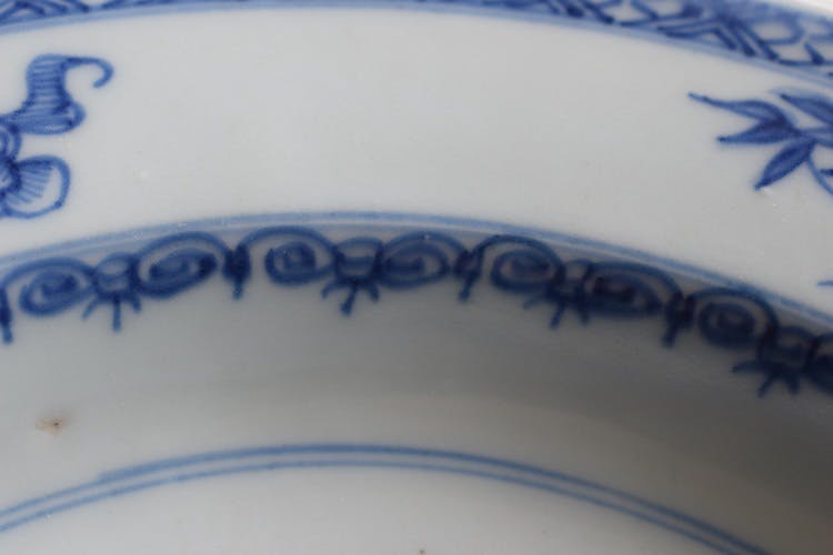 Antique Chinese Porcelain deep plate  Blue & White Yongzheng Bamboo 18th c #556