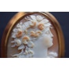 Antique 18K solid gold hand carved shell Cameo brooch 20g big from Sweden 1921