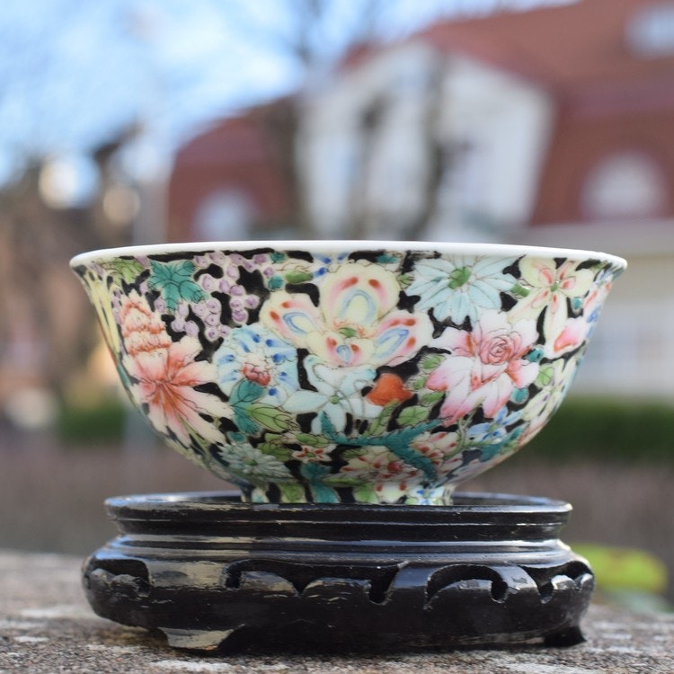 Antique Chinese Millefleur Mille fleur bowl Guangxu Mark & Period
