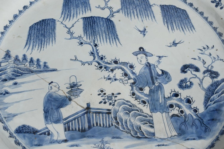 Large charger in blue and white, qianlong period