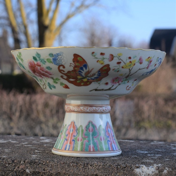 Qing Dynasty altar bowl with butterflies