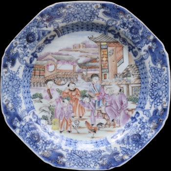 18th Century Chinese Rose Mandarin plate, Qianlong Period, Qing Dynasty #595