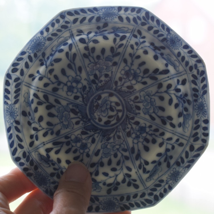 An Antique Chinese Blue & White teacup and saucer Kangxi period #613