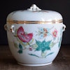 Antique famille rose lidded bowl with butterfly pattern Republic Period