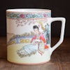 Chinese famille rose Porcelain cup tankard Second Half of 1900's 70's-80's