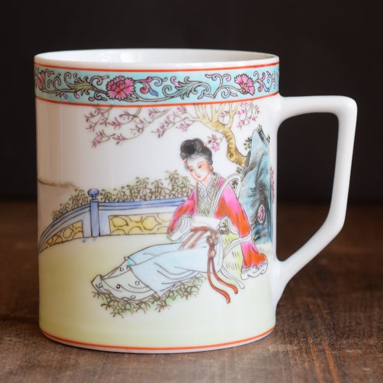 Chinese famille rose Porcelain cup tankard Second Half of 1900's 70's-80's