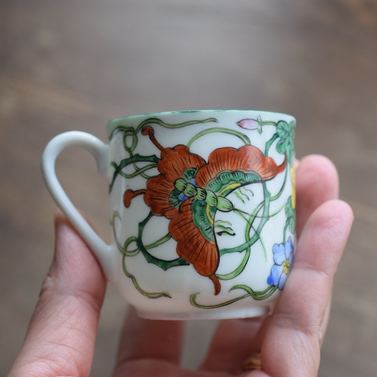 Vintage teacup with saucer Dao Feng Shan / Tao Fong Shan Hong Kong butterfly