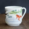 Vintage teacup with saucer Dao Feng Shan / Tao Fong Shan Hong Kong goldfish