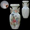 Antique Chinese famille rose vase with peach and deer decoration Republic Period