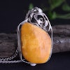 Natural amber pendant with handmade silver baltic amber butterscotch 1970's 38g