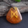Natural amber pendant danish design hand carved 4g Viking alphabet D