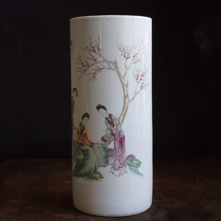Antique Chinese Porcelain Brush Pot / Hat stand Late Qing / Early Republic