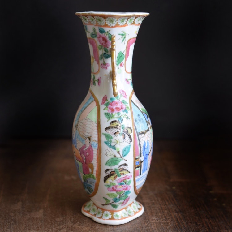 Antique canton rose mandarin vase high quality early 19th century famille rose