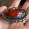 Antique Silver Brooch with Baltic Amber Art Nouveau／Art Dec Big Size 22g